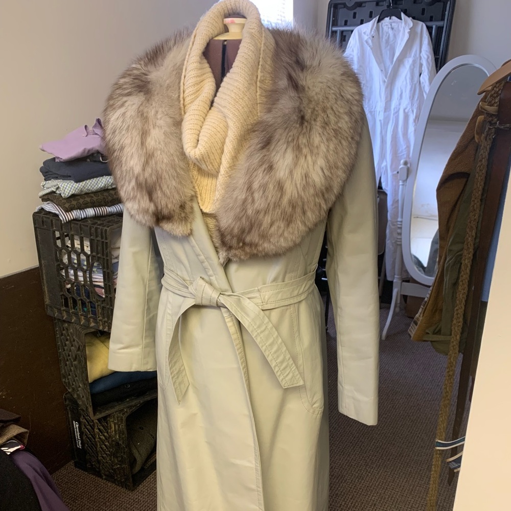 Full length leather and fur coat size 10